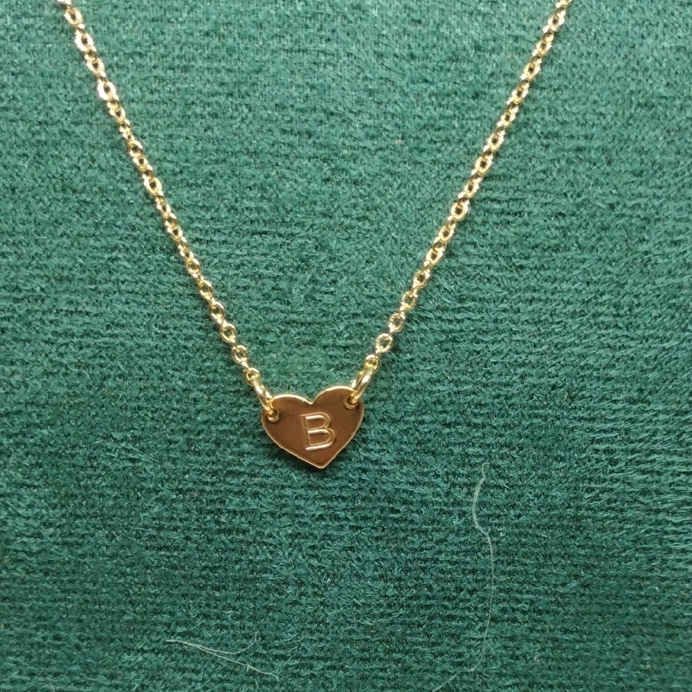 Fissen Gold Plated Heart Initial B Necklace Dainty Minimalist NWT
